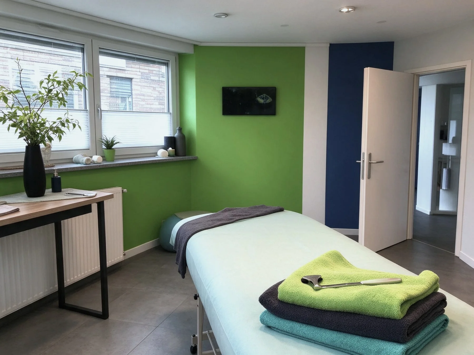 Heller Behandlungsraum mit Liege für physiotherapeutische Anwendungen